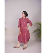 Maroon Gota Patti Aari Work Kurta