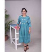 Turquoise Pleated Gota Patti Aari Work Dress