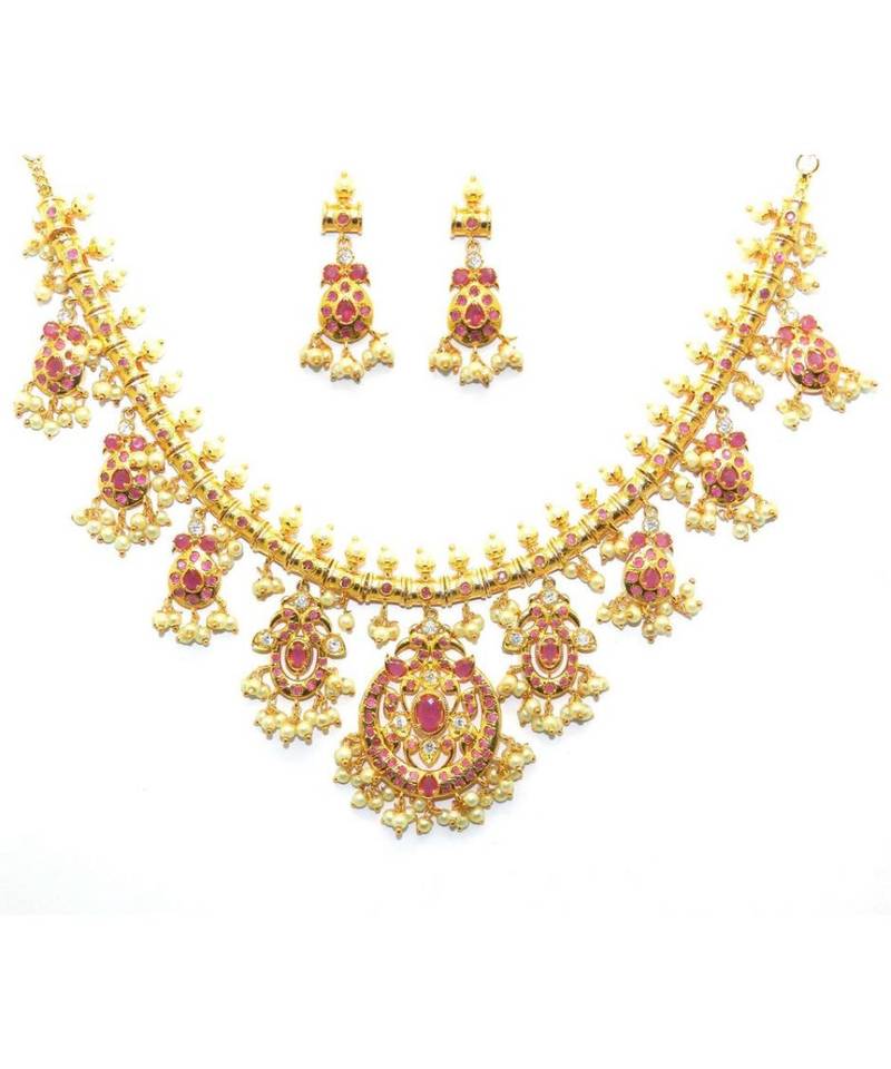 Maroon Brass NecklaceSets Radhesh Creation And Jewellery 2905852