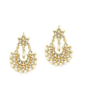 White Kundan Brass Earrings 2