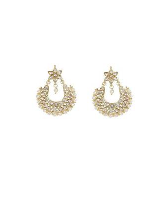 Gold Plated Kundan Chandbali Earrings For Women & Girls 1