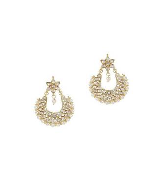 Gold Plated Kundan Chandbali Earrings For Women & Girls 2