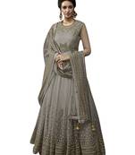 Grey embroidered net salwar with dupatta