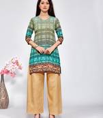 Green printed crepe kurti