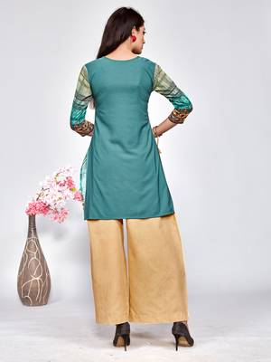 Green printed crepe kurti 2