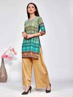 Green printed crepe kurti 3