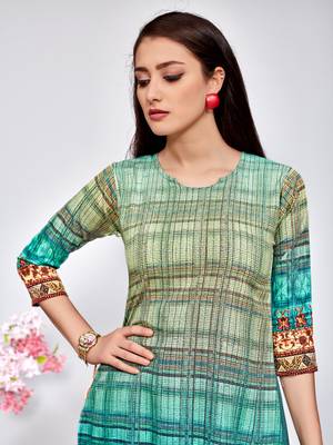 Green printed crepe kurti 4