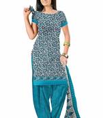 Sky-blue printed cotton salwar