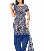 Blue printed cotton salwar