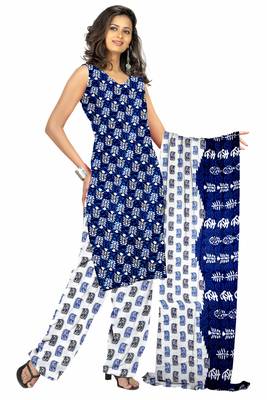 Blue printed crepe salwar 1