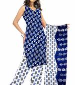 Blue printed crepe salwar