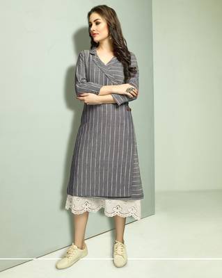 Cream Printed Cotton Kurti 1