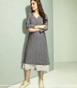 Cream Printed Cotton Kurti