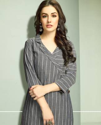 Cream Printed Cotton Kurti 2