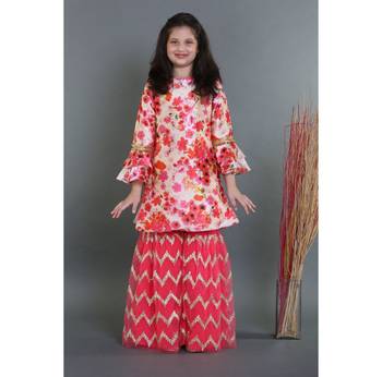 Silk Kurta With Embroidered Sharara 1