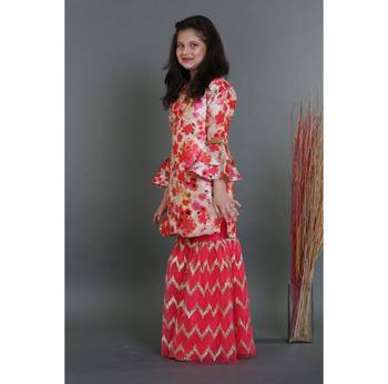 Silk Kurta With Embroidered Sharara 5