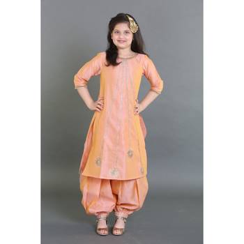 Chanderi Embroidered Suit With Arabian Pants 2