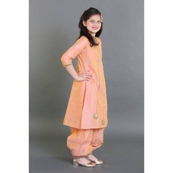 Chanderi Embroidered Suit With Arabian Pants 3