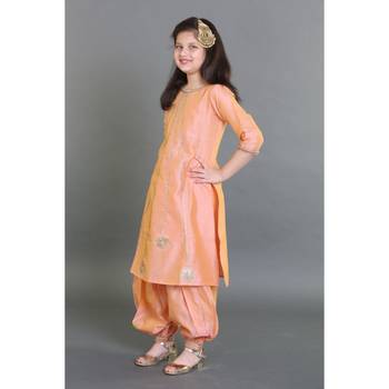 Chanderi Embroidered Suit With Arabian Pants 4