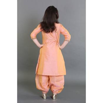 Chanderi Embroidered Suit With Arabian Pants 5