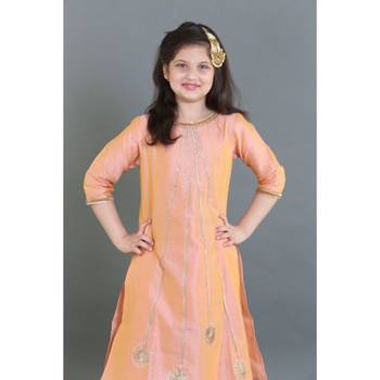 Chanderi Embroidered Suit With Arabian Pants 6