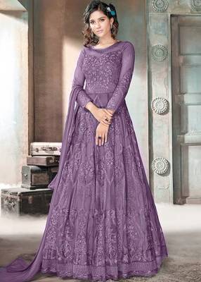 Lavender embroidered net salwar 1