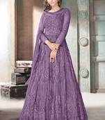 Lavender embroidered net salwar