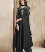 Black embroidered silk salwar with dupatta