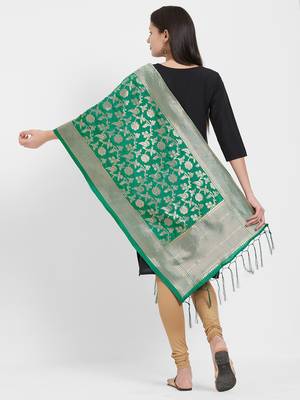 Green woven Art silk Dupatta 3