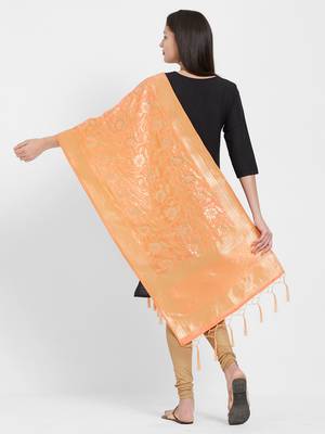 Orange woven Art silk Dupatta 3
