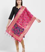 Pink woven Art silk Dupatta