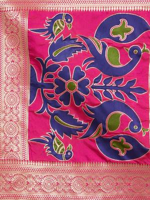 Pink woven Art silk Dupatta 5