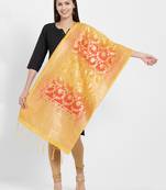Yellow woven Art silk Dupatta