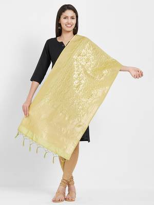 Green woven Art silk Dupatta 1