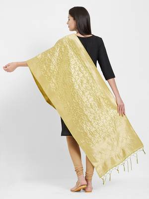 Green woven Art silk Dupatta 3