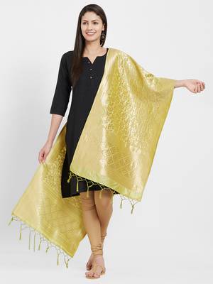 Green woven Art silk Dupatta 4
