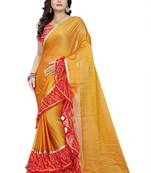 Yellow Printed Chiffon Ruffle Saree With Blouse