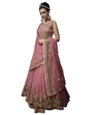 Pink embroidered net salwar with dupatta 2