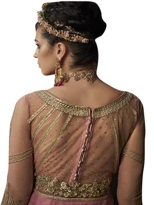 Pink embroidered net salwar with dupatta 3