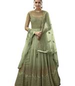 Green embroidered net salwar with dupatta