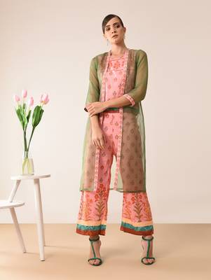 pink printed cotton kurta-sets 1