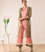 pink printed cotton kurta-sets