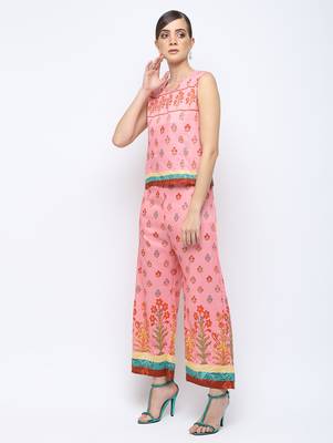 pink printed cotton kurta-sets 3
