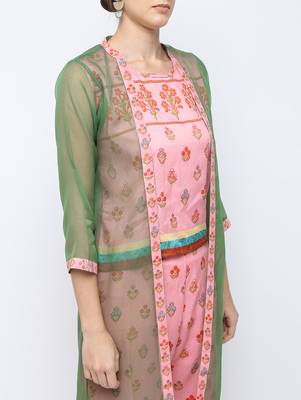 pink printed cotton kurta-sets 4