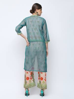 beige printed cotton kurta-sets 2