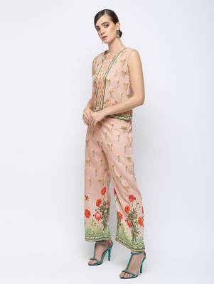 beige printed cotton kurta-sets 3