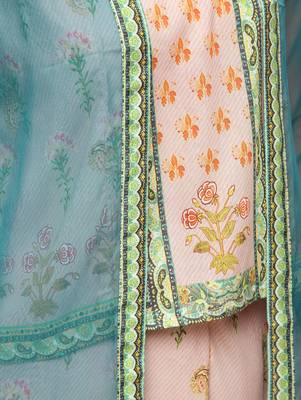 beige printed cotton kurta-sets 5