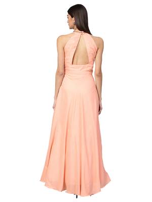 Peach Silk Blend Solid Gown 3