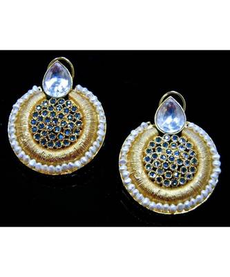 Ethnic Polki Matte Gold Dangler Earrings 1