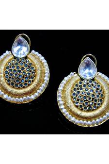 Ethnic Polki Matte Gold Dangler Earrings